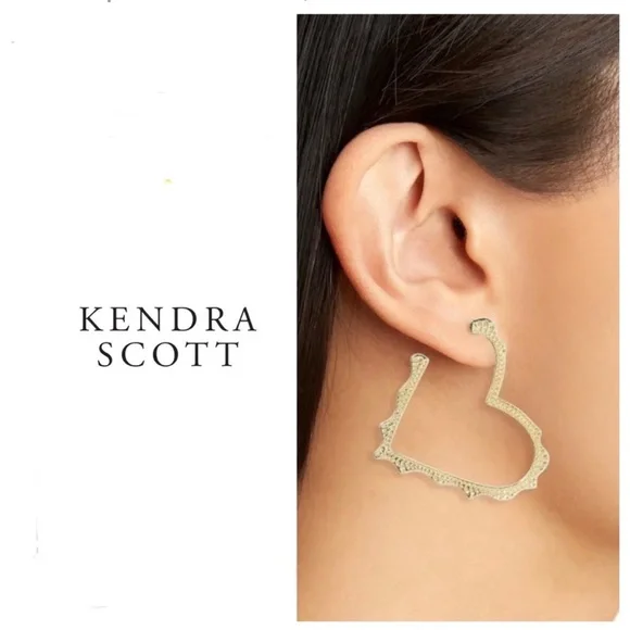 Kendra Scott Sophee Gold Heart Hoop Earrings NWT - Picture 3 of 6
